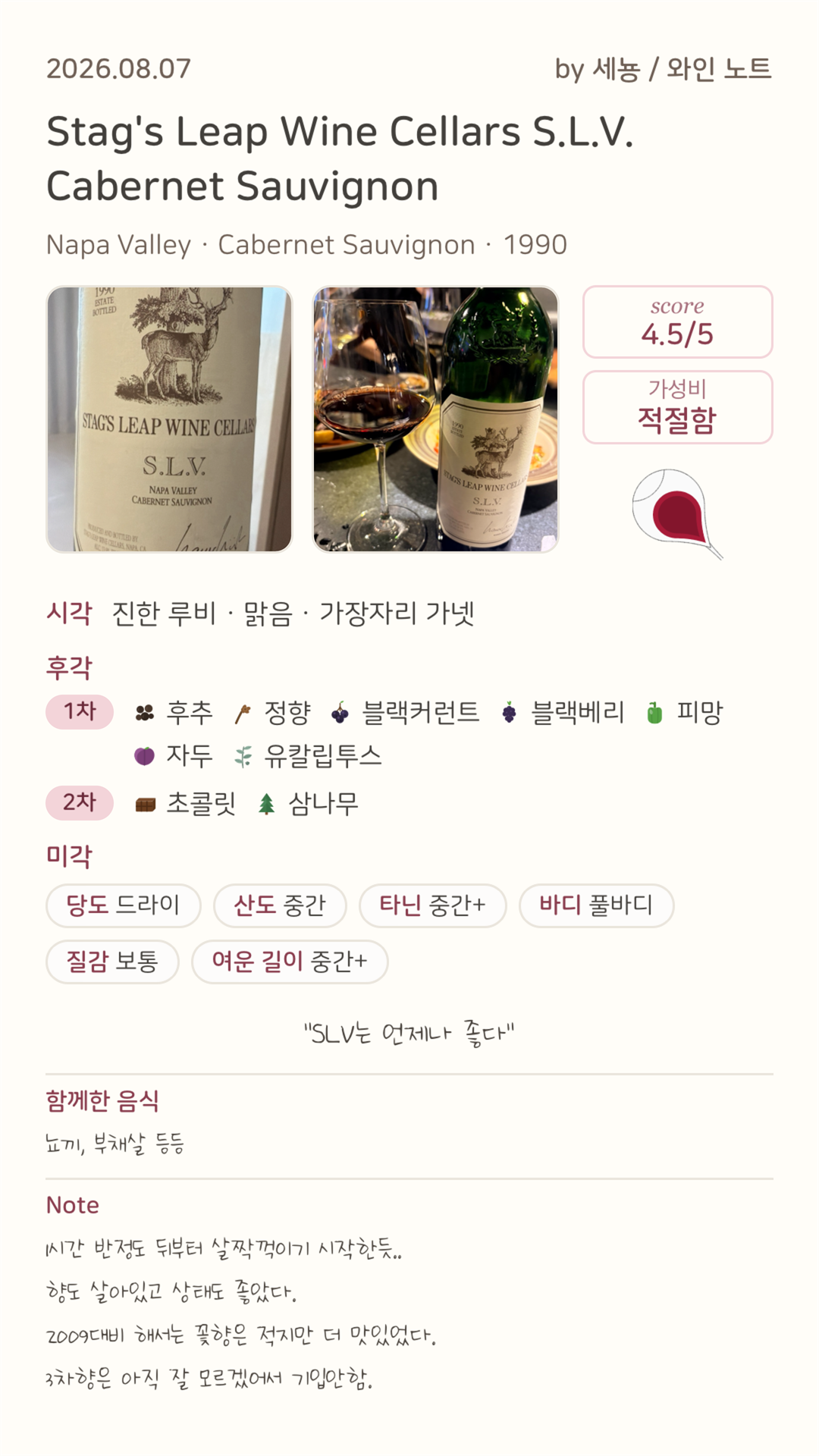 와인 노트로 완성한 테이스팅 기록